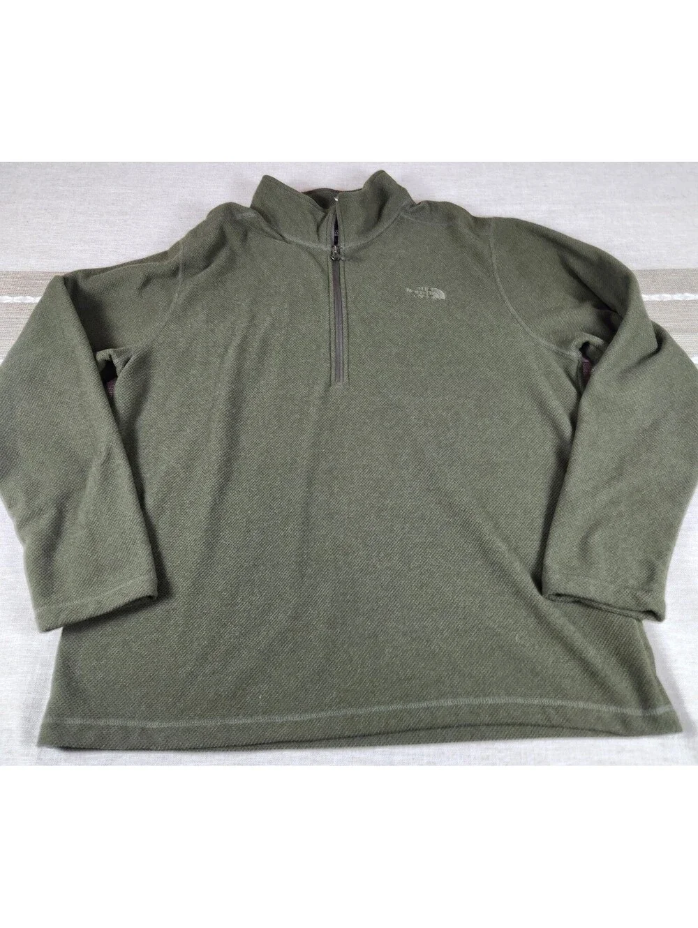 The North Face Men's Green 1/4 Zip Knit Fleece Pullover Hiking Outdoors Size XL